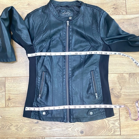 SEBBY COLLECTION Black Faux Leather Moto Jacket Medium - Picture 13 of 16